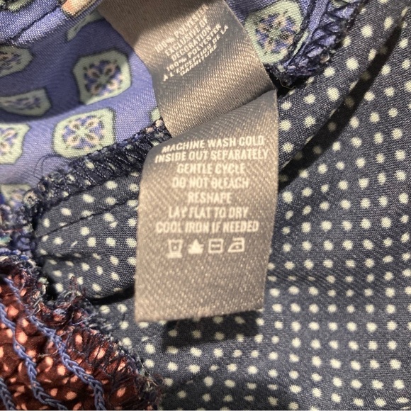 AERIE Sz M Lounge Bohemian  Hippie Paisley Elastic Ruched Waist Wide Leg Pants - Picture 8 of 10